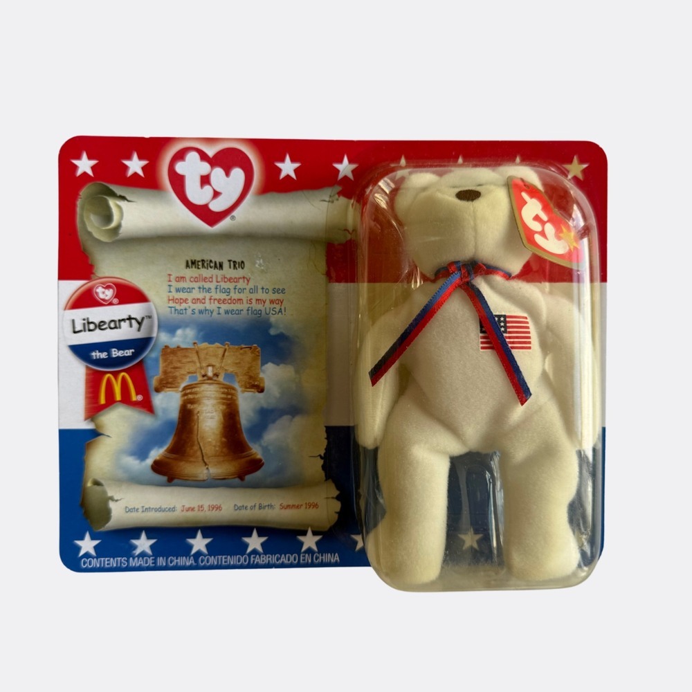 McDonald's TY Beanie Baby – Libearty the Bear (1996) – American Trio – NEW